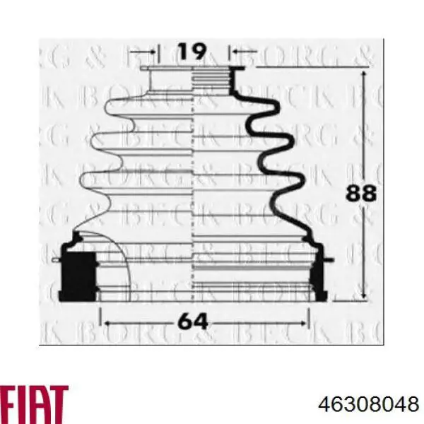 Пыльник шарнира угловых скоростей внутренний передний Fiat/Alfa/Lancia 46308048 цена, от 9.22 USD