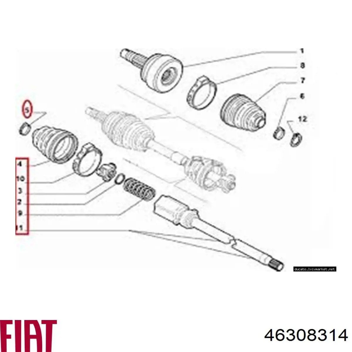 46308314 Fiat/Alfa/Lancia mola de junta homocinética interna (tripé)
