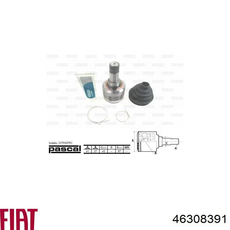 Купить 46308391 Fiat/Alfa/Lancia Шарнир угловых скоростей передний правый