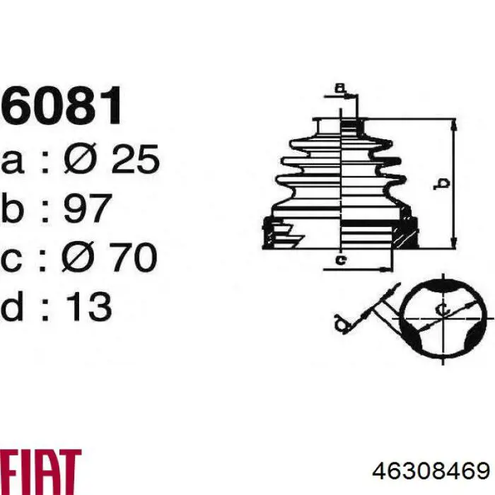 Fuelle, árbol de transmisión delantero interior 46308469 Fiat/Alfa/Lancia