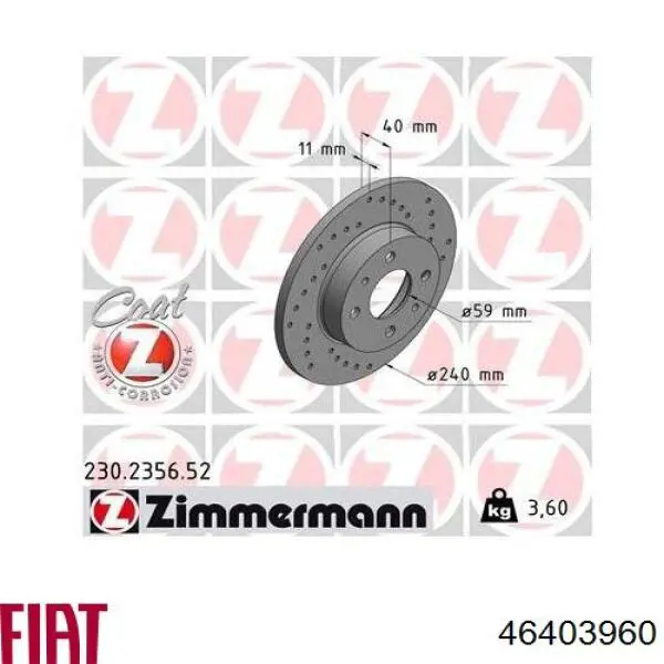 46403960 Fiat/Alfa/Lancia Дисковый тормоз
