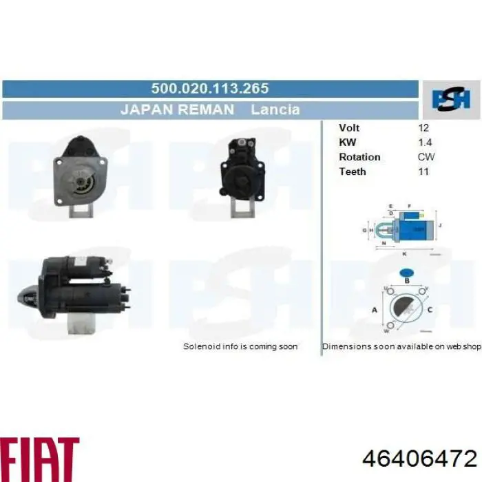 0046406472 Fiat/Alfa/Lancia 