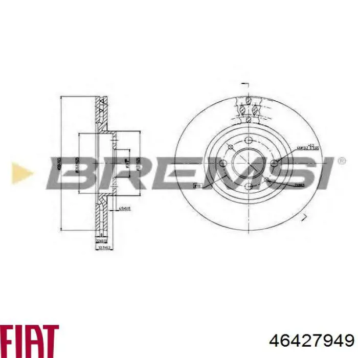 Передние тормозные диски 46427949 Fiat/Alfa/Lancia