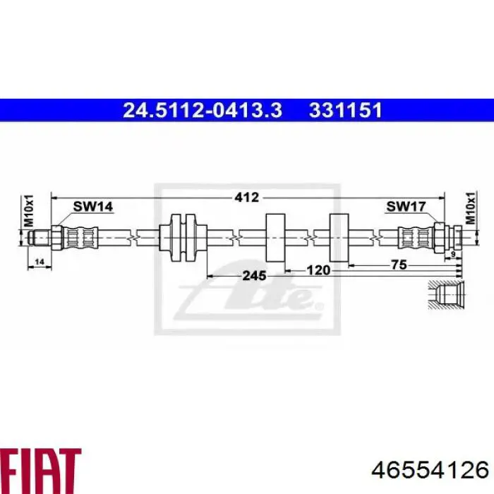 Купить 46554126 Fiat/Alfa/Lancia Шланг тормозной передний