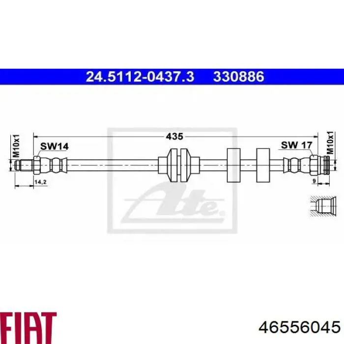 Купить 46556045 Fiat/Alfa/Lancia Шланг тормозной передний