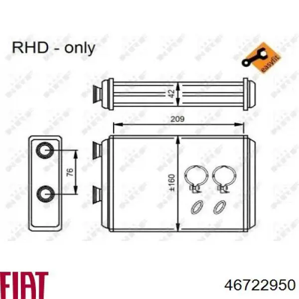 Радиатор печки (отопителя) Fiat/Alfa/Lancia 46722950 цена, от 33.01 USD