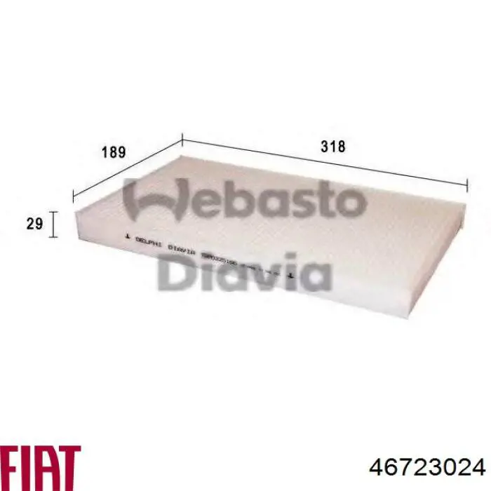 Фильтр воздушный отопителя Fiat/Alfa/Lancia 46723024 цена, от 33.70 USD