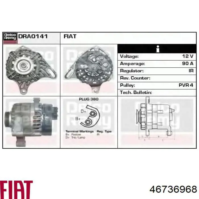 46736968 Fiat/Alfa/Lancia Генератор автомобильный