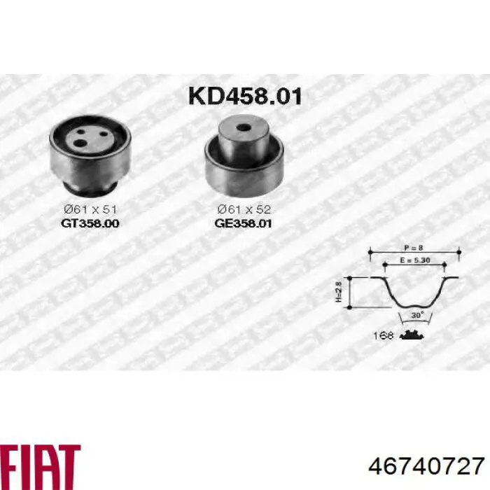 Ролик натяжителя ремня газораспределения Fiat/Alfa/Lancia 46740727 цена, от 14.59 USD