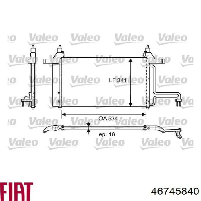 Compre 46745840 Fiat/Alfa/Lancia Radiador de aparelho de ar condicionado