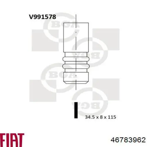 46783962 Fiat/Alfa/Lancia клапан выпускной