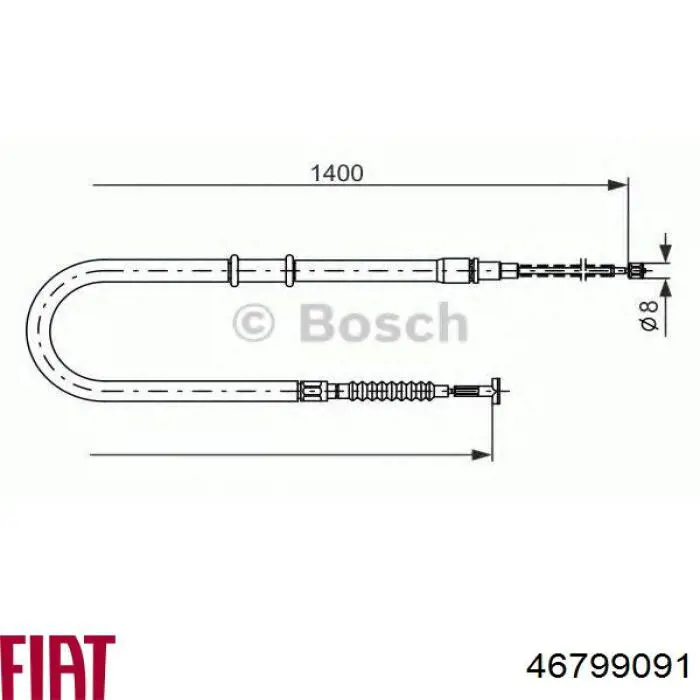 Задний трос ручника 46799091 Fiat/Alfa/Lancia