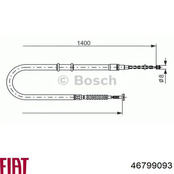 46799093 Fiat/Alfa/Lancia Трос ручного тормоза задний правый/левый