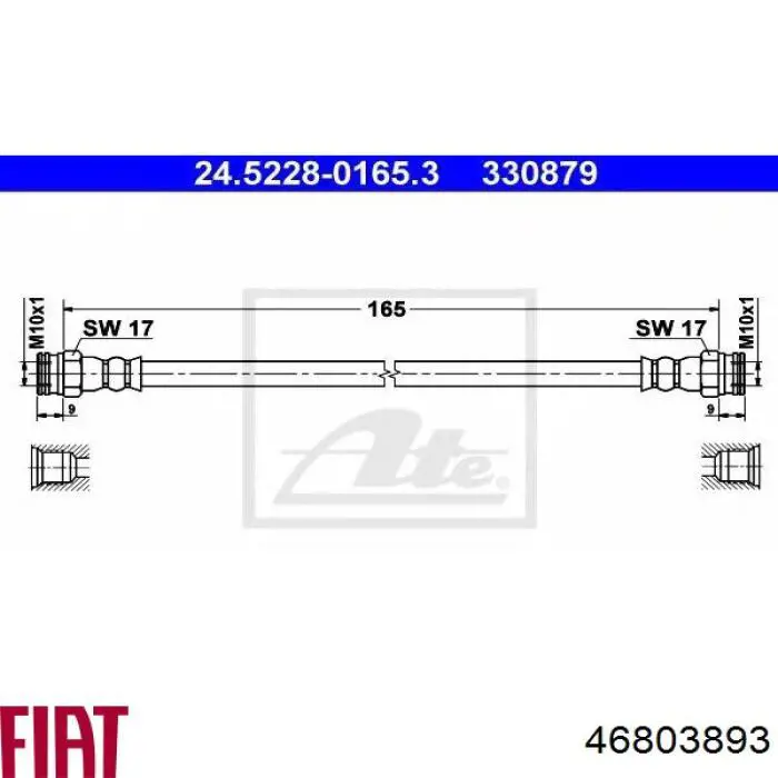 Купить 46803893 Fiat/Alfa/Lancia Задний тормозной шланг