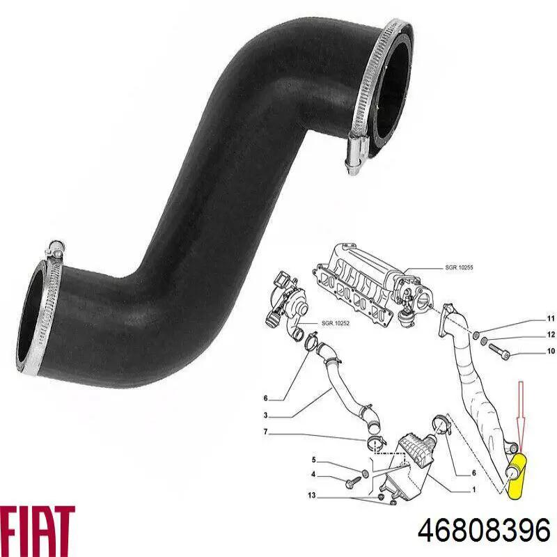 Шланг/патрубок интеркуллера Fiat/Alfa/Lancia 46808396 цена, от 14.06 USD