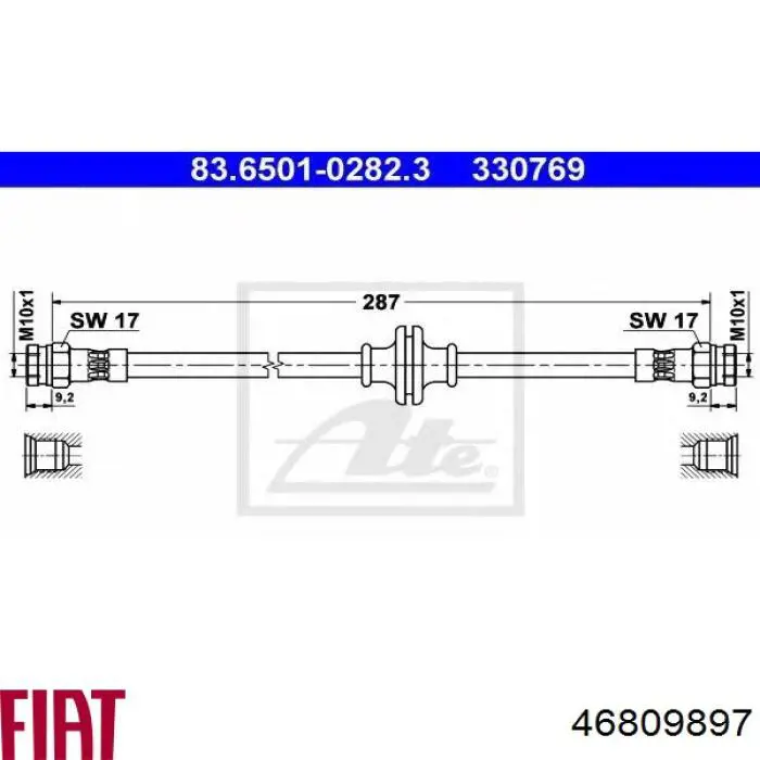 Задний тормозной шланг 46809897 Fiat/Alfa/Lancia