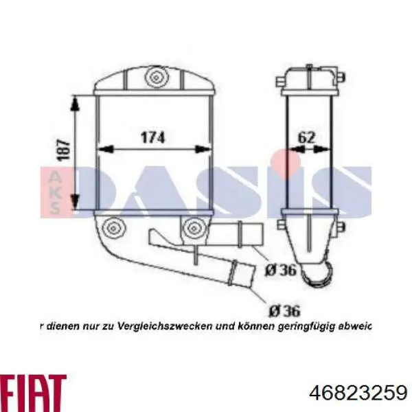 Интеркулер 46823259 Fiat/Alfa/Lancia