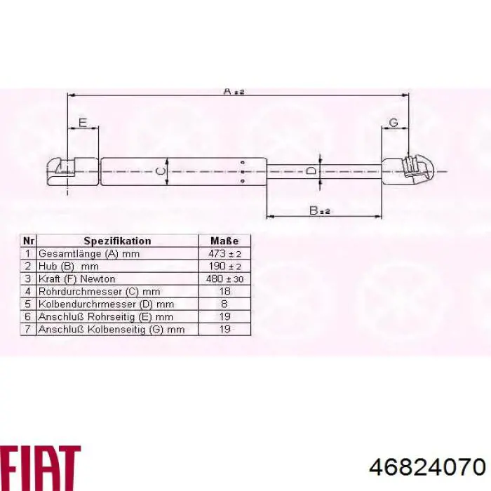 Амортизатор задней двери Fiat/Alfa/Lancia 46824070 цена, от 10.60 USD