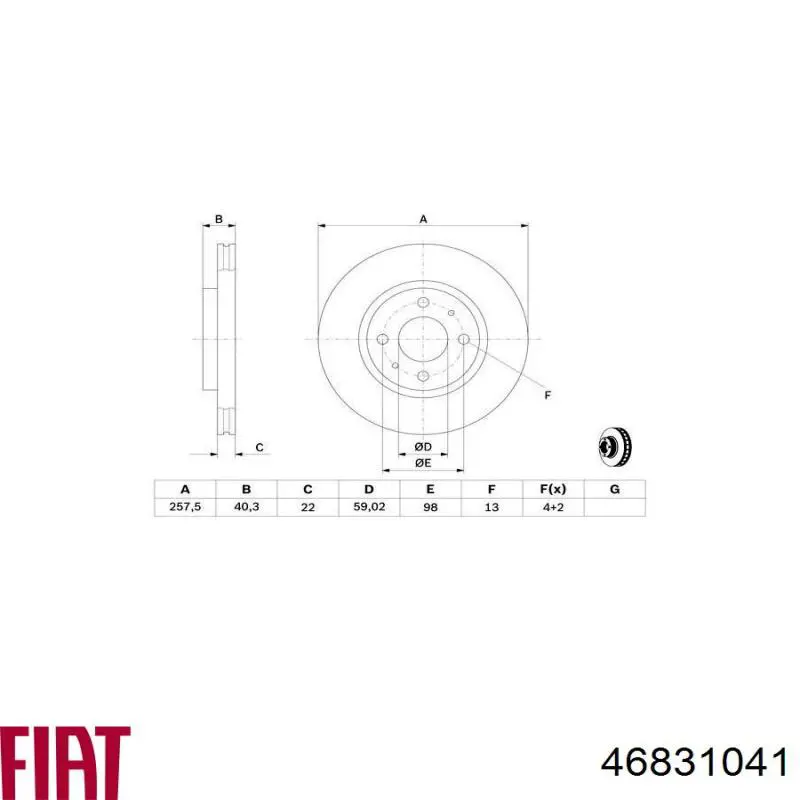 Передние тормозные диски 46831041 Fiat/Alfa/Lancia