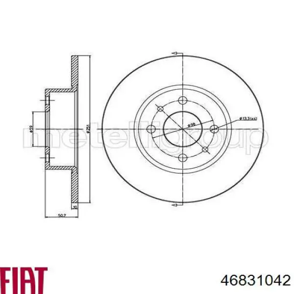 Задний тормозной диск Fiat/Alfa/Lancia 46831042 цена, от 25.10 USD