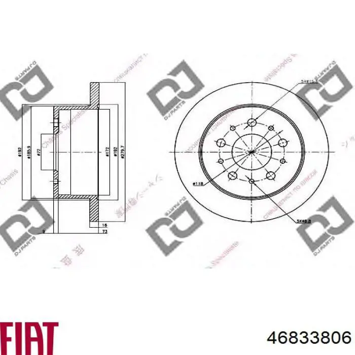 Задний дисковый тормоз Fiat/Alfa/Lancia 46833806