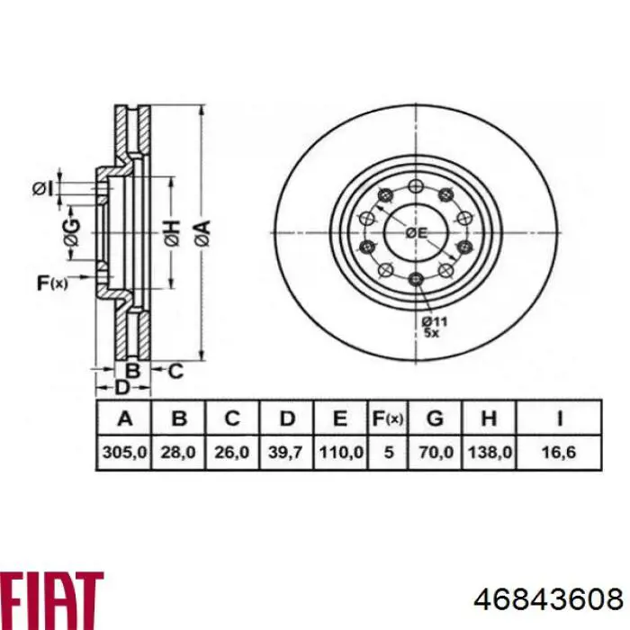 Передние тормозные диски 46843608 Fiat/Alfa/Lancia