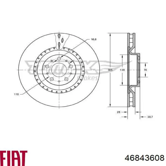 Купить 46843608 Fiat/Alfa/Lancia Ротор тормозной