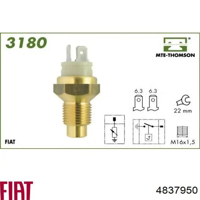 Датчик температуры охлаждающей жидкости 4837950 Fiat/Alfa/Lancia