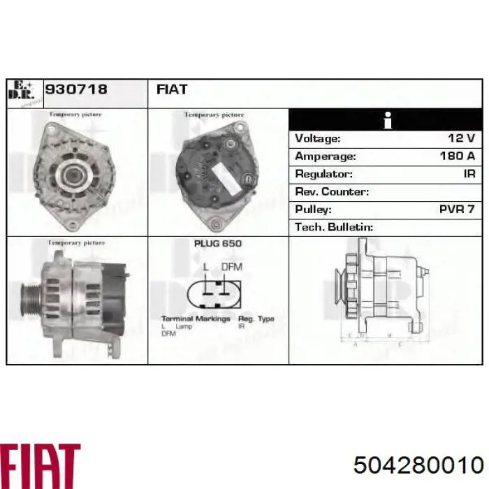Автомобильный генератор Fiat/Alfa/Lancia 504280010 цена, от 252.49 USD