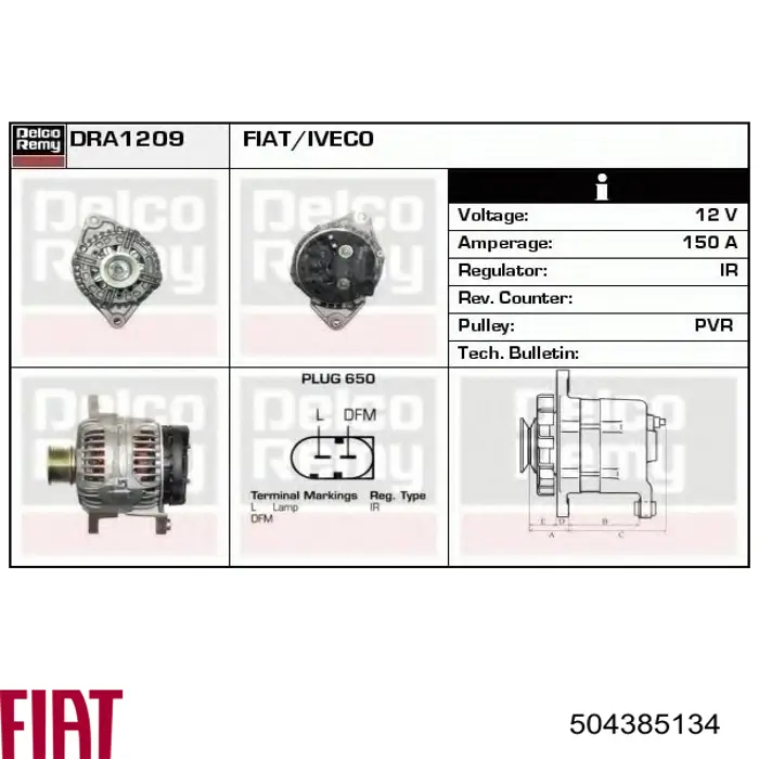 Автомобильный генератор Fiat/Alfa/Lancia 504385134 цена, от 144.18 USD