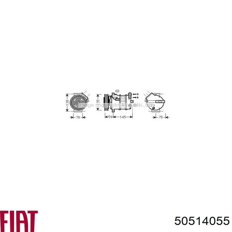 Компрессор кондиционера 50514055 Fiat/Alfa/Lancia