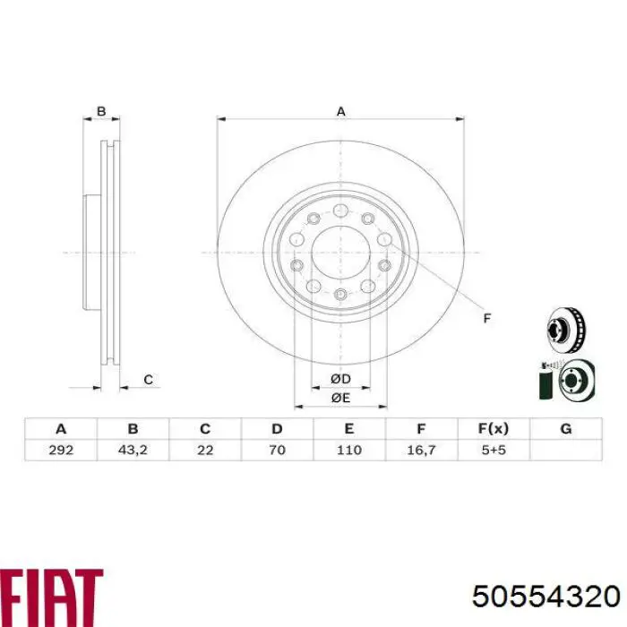 Тормозные диски 50554320 Fiat/Alfa/Lancia