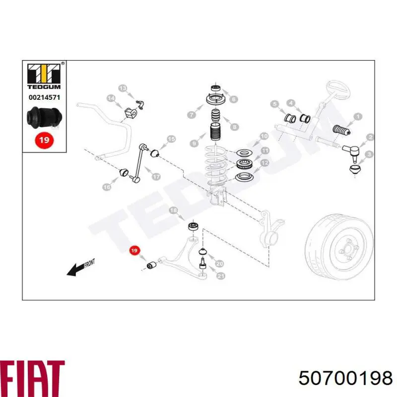 Сайлентблок переднего нижнего рычага 50700198 Fiat/Alfa/Lancia