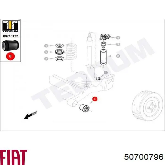 Сайлентблок заднего подрамника Fiat/Alfa/Lancia 50700796 цена, от 26.43 USD
