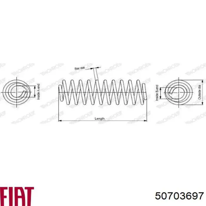 Передняя пружина 50703697 Fiat/Alfa/Lancia