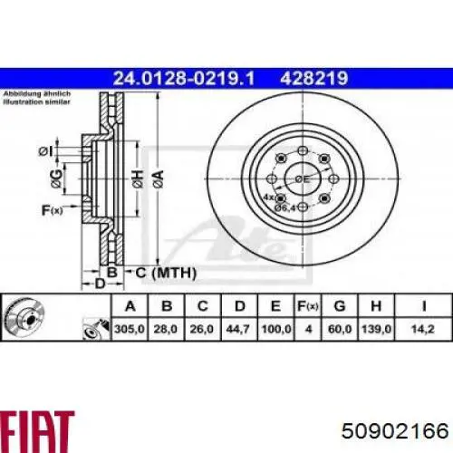 50902166 Fiat/Alfa/Lancia Диск тормозной передний