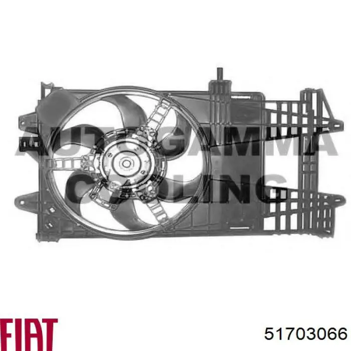 Купить 51703066 Fiat/Alfa/Lancia Диффузор вентилятора в сборе с мотором и крыльчаткой