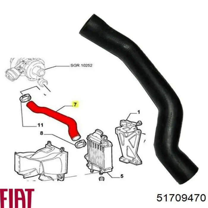 Шланг/патрубок интеркуллера Fiat/Alfa/Lancia 51709470 цена, от 16.32 USD