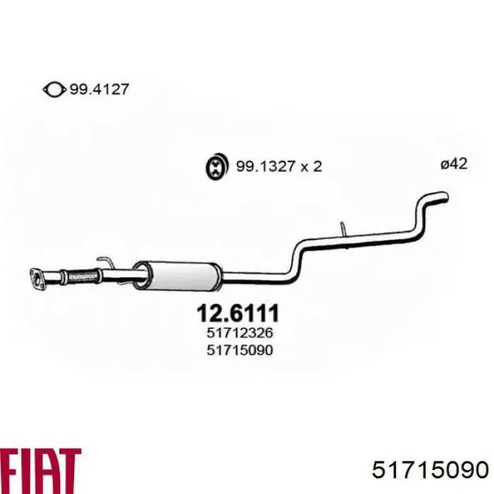 Глушитель, центральная часть 51715090 Fiat/Alfa/Lancia