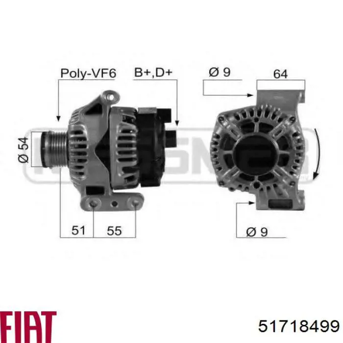 Генератор 51718499 Fiat/Alfa/Lancia