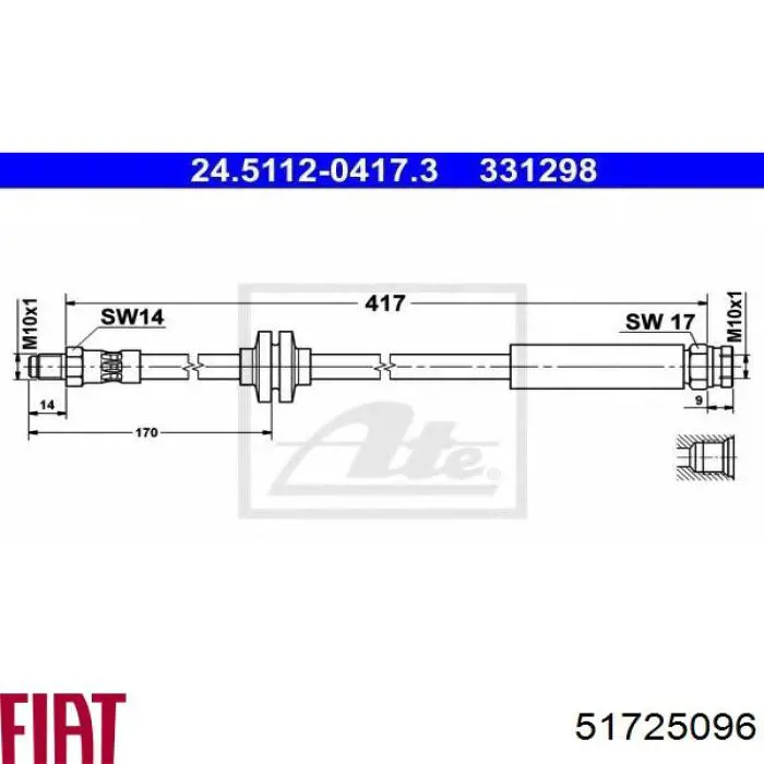 72638 A-N Parts шланг тормозной задний