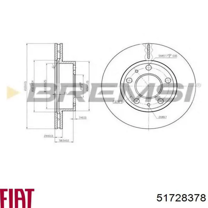 Тормоз дисковый передний Fiat/Alfa/Lancia 51728378 цена, от 44.06 USD