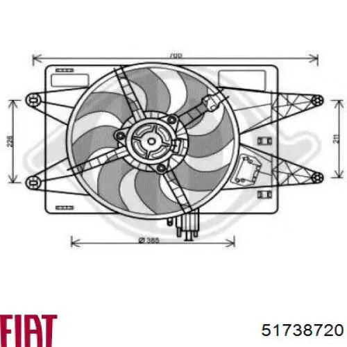 51738720 Fiat/Alfa/Lancia диффузор радиатора охлаждения, в сборе с мотором и крыльчаткой