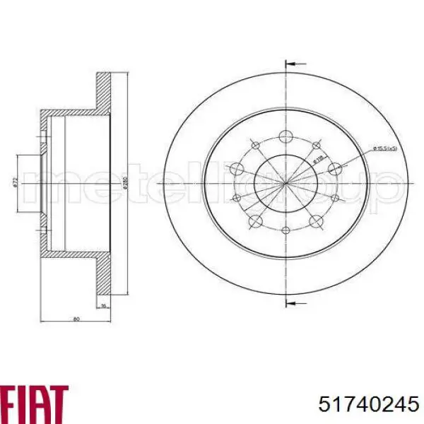 Купить 51740245 Fiat/Alfa/Lancia Диск тормозной задний