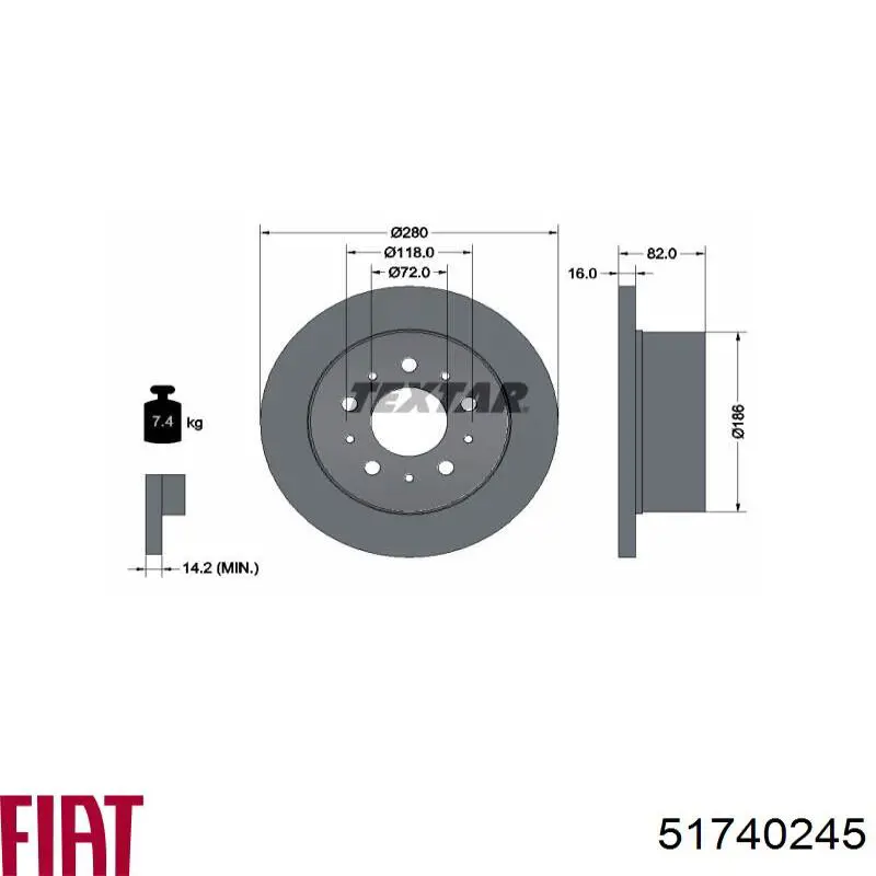 Тормозные диски 51740245 Fiat/Alfa/Lancia