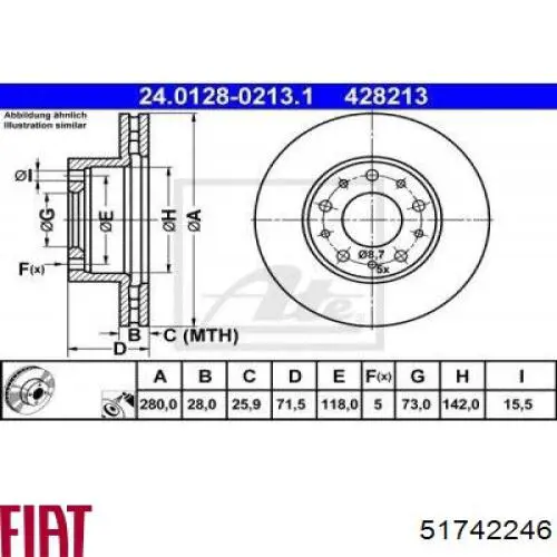 51742246 Fiat/Alfa/Lancia Диск тормозной передний