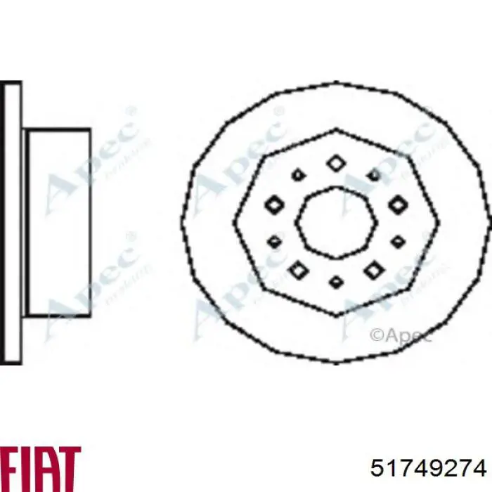 Тормозные диски 51749274 Fiat/Alfa/Lancia