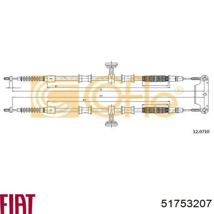 Задний трос ручника 51753207 Fiat/Alfa/Lancia