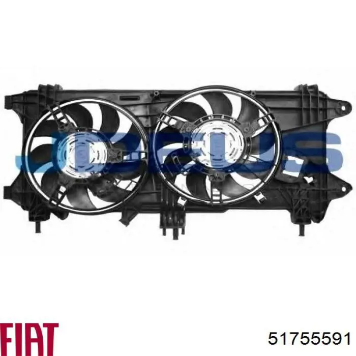 51755591 Fiat/Alfa/Lancia диффузор радиатора охлаждения, в сборе с мотором и крыльчаткой