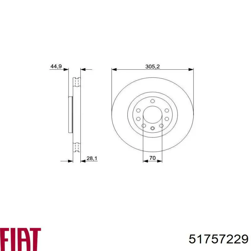 Передний тормозной диск Fiat/Alfa/Lancia 51757229